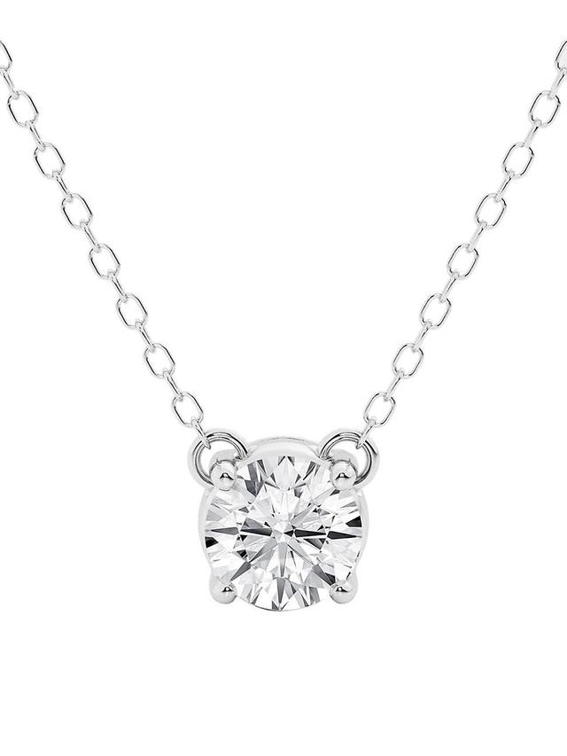 Womens 14K White Gold & 0.5 TCW Lab-Grown Diamond Pendant Necklace Product Image