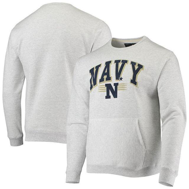 Mens League Collegiate Wear Heathered Gray Navy Midshipmen Upperclassman Pocket Pullover Sweatshirt Product Image