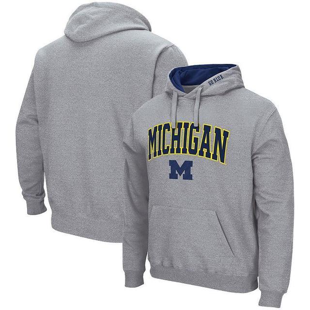 Mens Colosseum Heather Gray Michigan Wolverines Arch & Logo 3.0 Pullover Hoodie MIC Grey Product Image