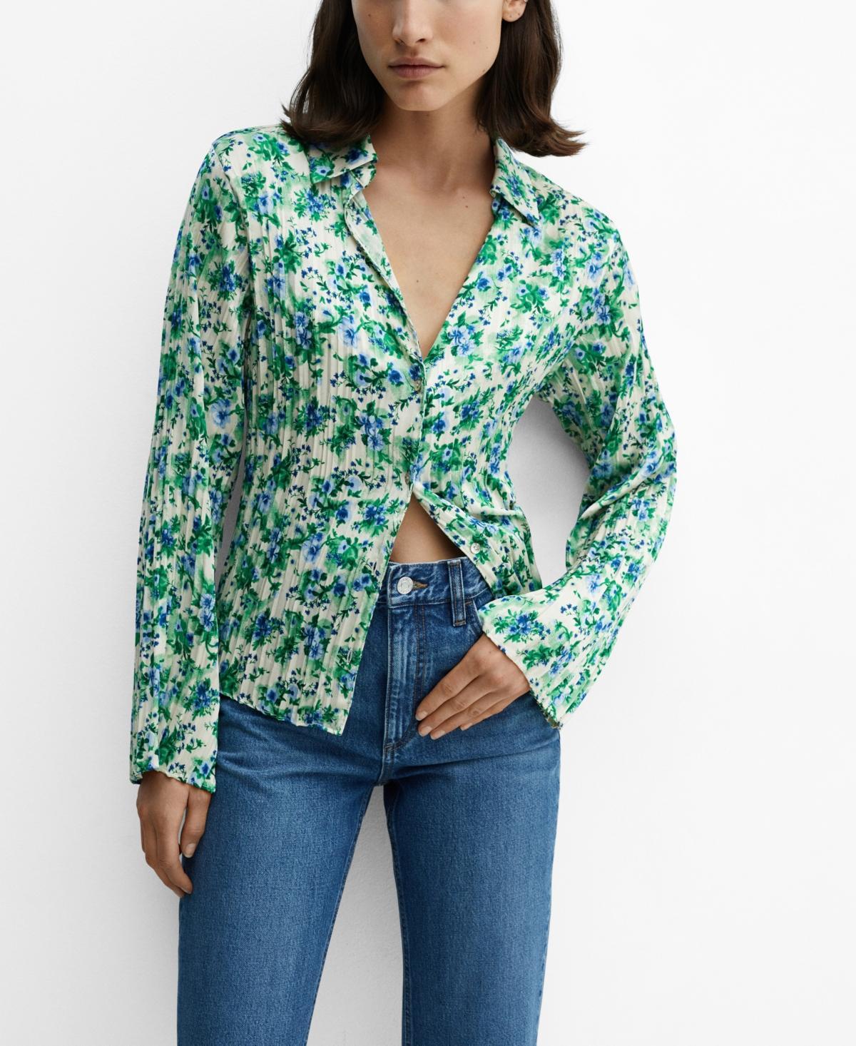 Mango Womens Printed Shirred Shirt Product Image