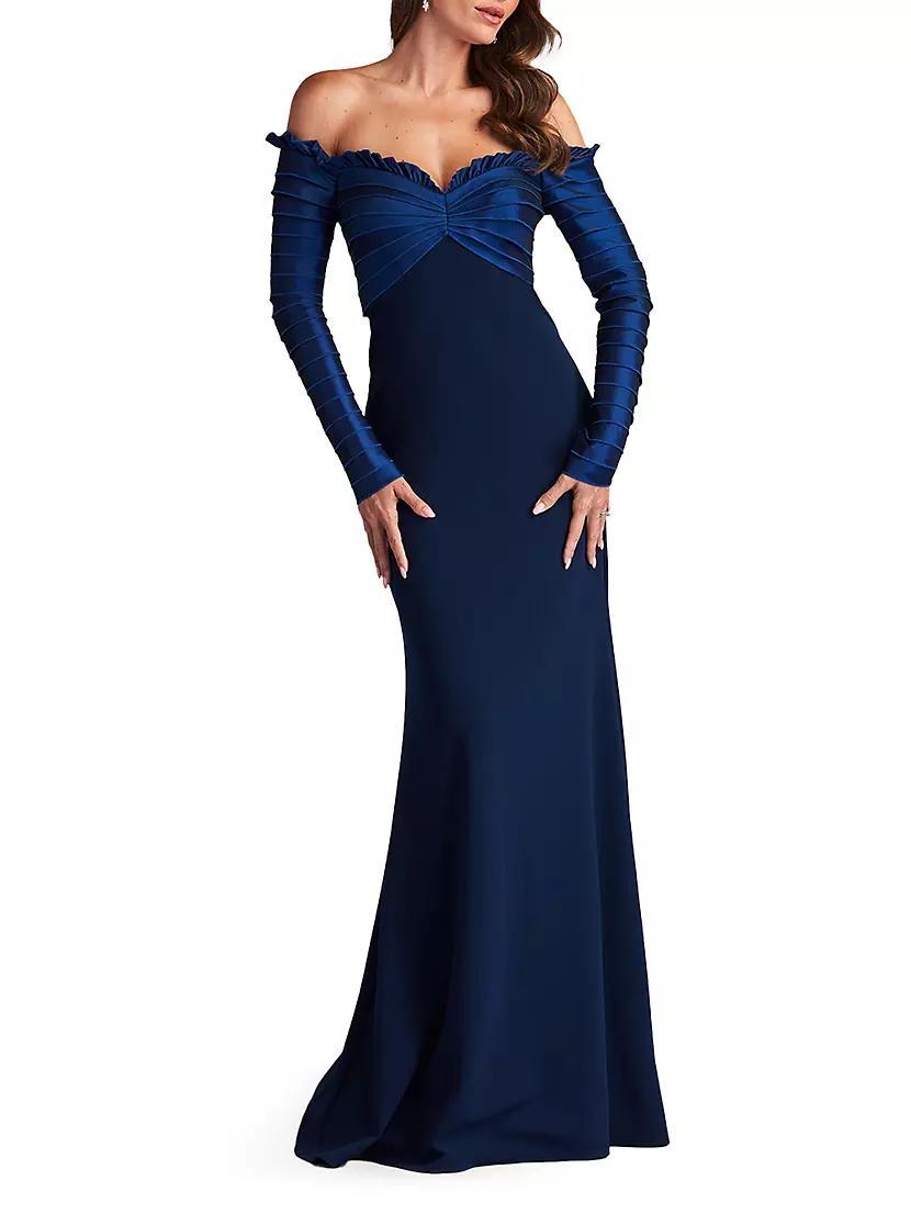 Crepe Off-The-Shoulder Gown Product Image