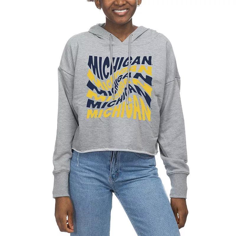 Womens ZooZatz Gray Michigan Wolverines Swirl Cropped Pullover Hoodie Product Image