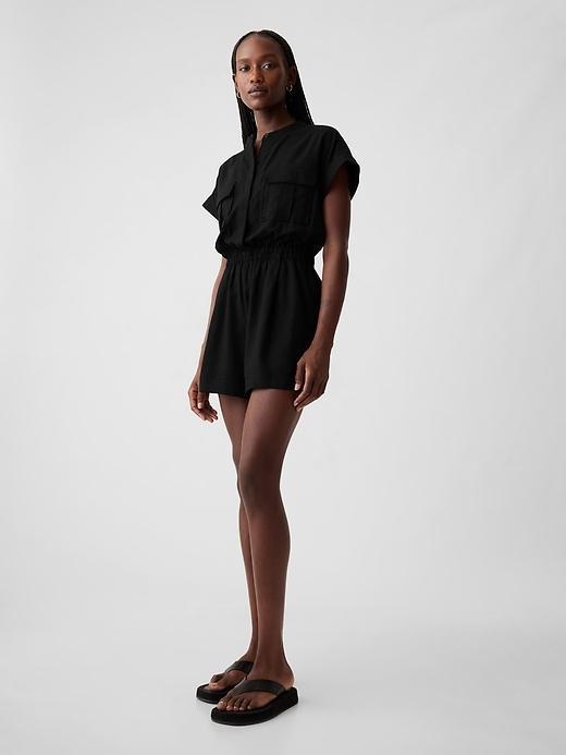 Linen-Blend Utility Romper Product Image