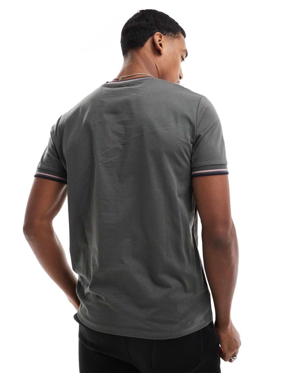 Fred Perry twin tipped t-shirt in grey Product Image