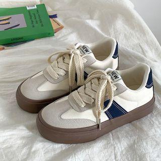 Two-Tone Platform Sneakers Product Image