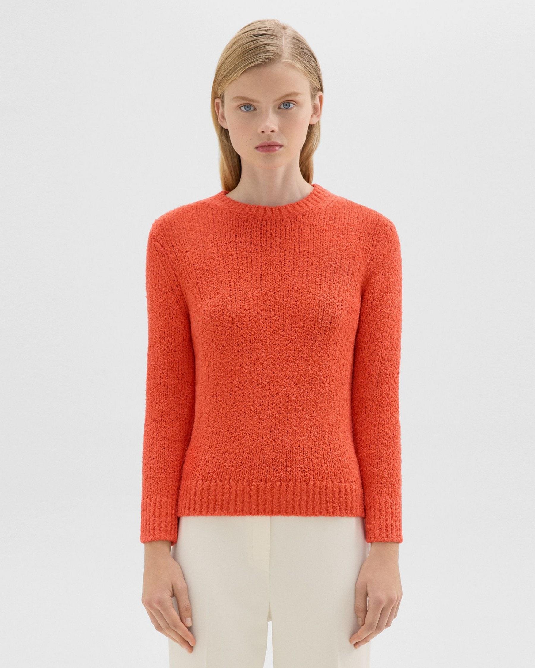 Shrunken Crewneck Sweater in Feather Cotton-Blend Product Image