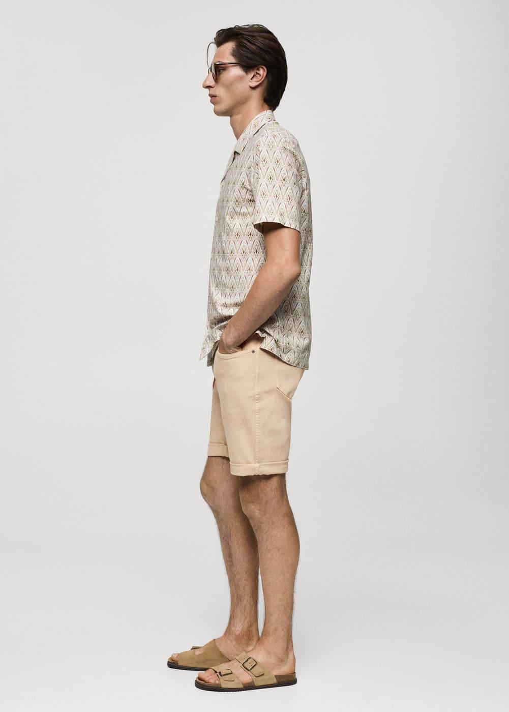 MANGO MAN - Slim-fit denim bermuda shorts beigeMen Product Image