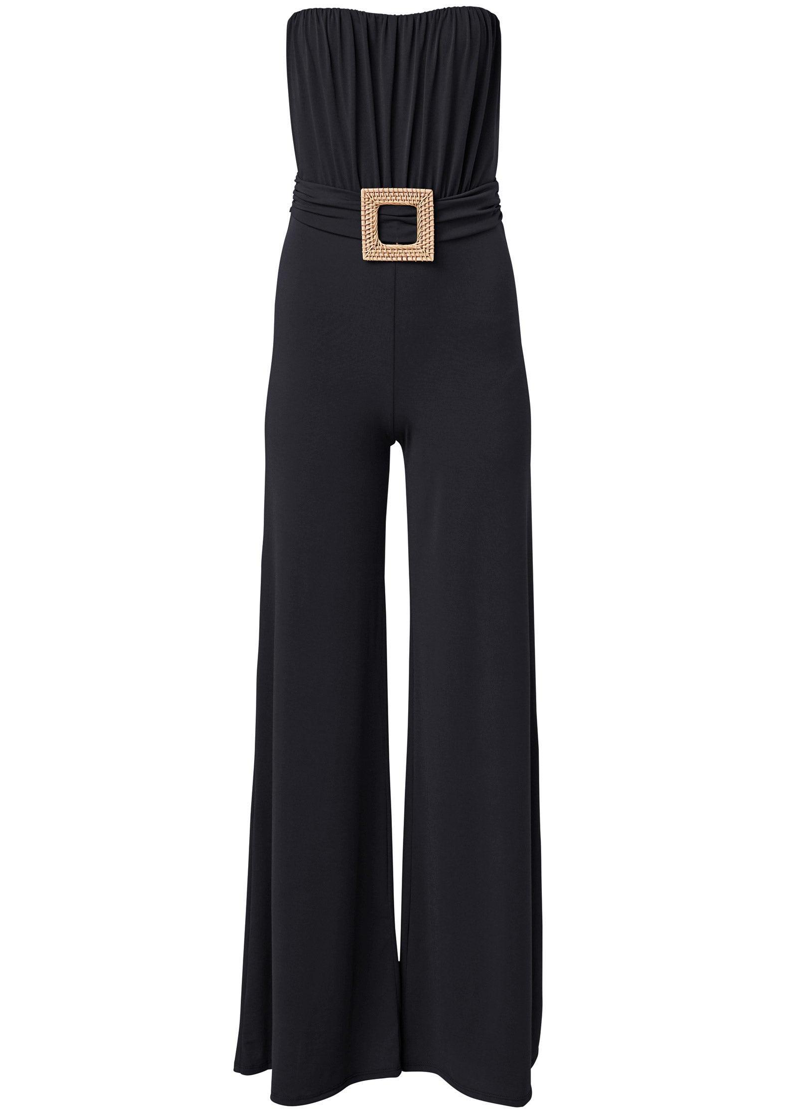 Strapless Belted Jumpsuit - Black Product Image