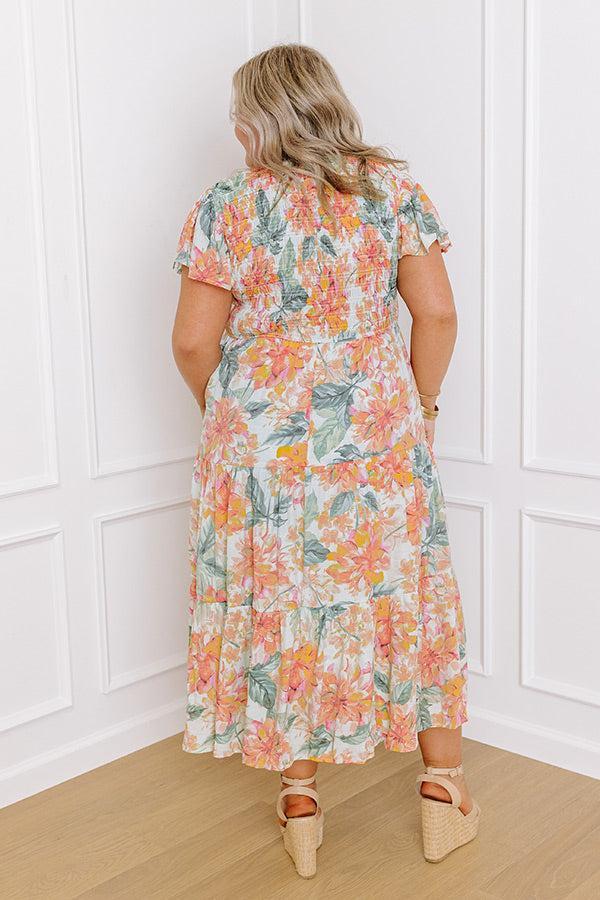 Sunny Sangria Floral Midi Dress in Mint Curves Product Image