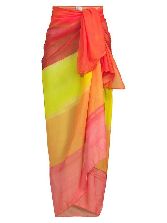 Womens Sunset-Striped Chiffon Sarong Product Image