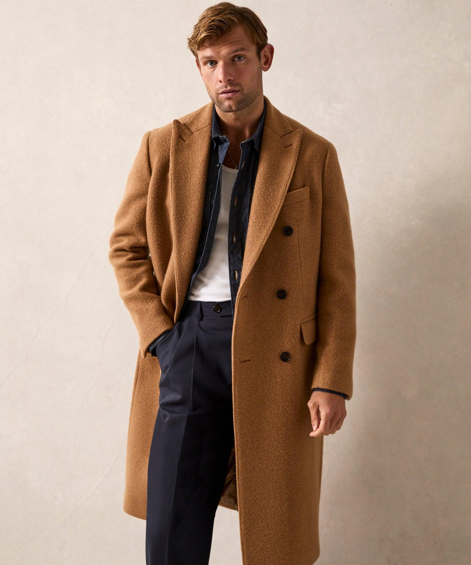 Italian Peak Lapel Wool Topcoat in Camel Product Image