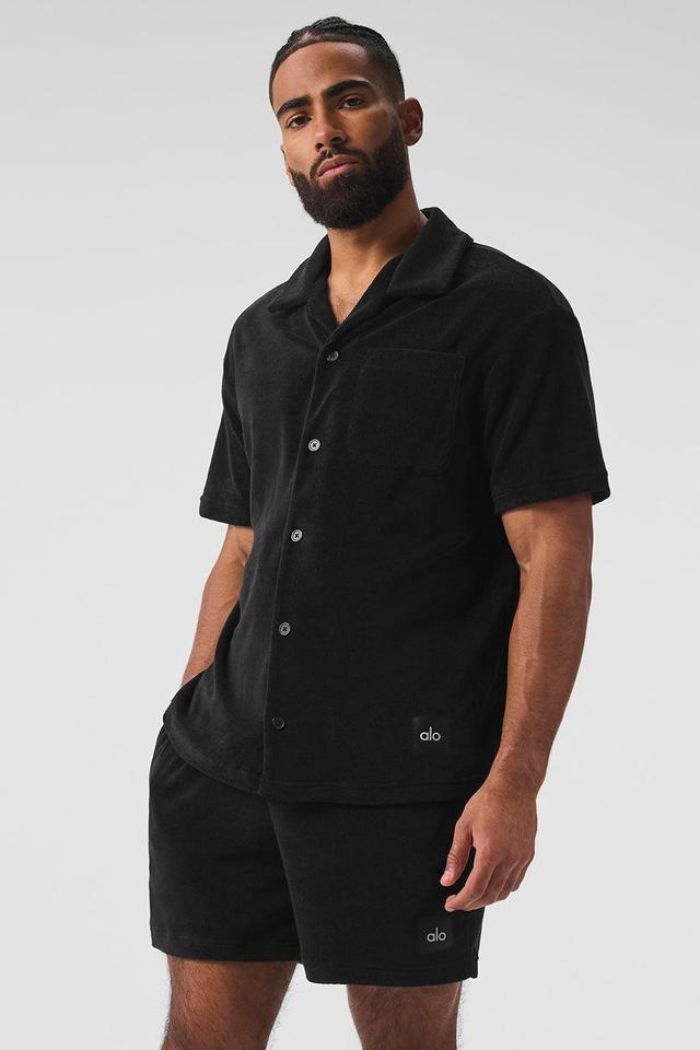 Coastal Terry Button Up - Black Product Image