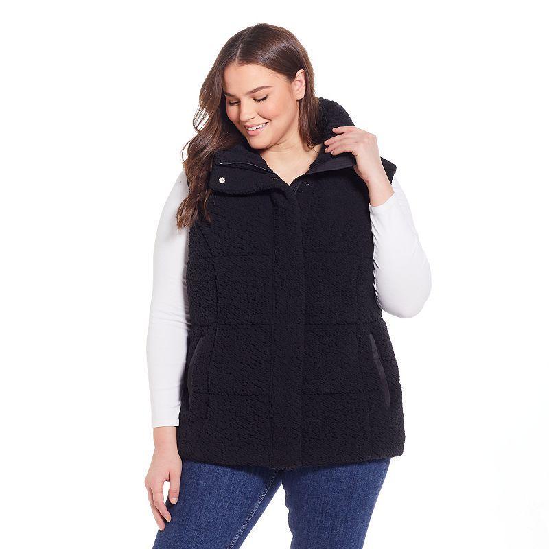 Plus Size Weathercast Sherpa Puffer Vest, Womens Product Image