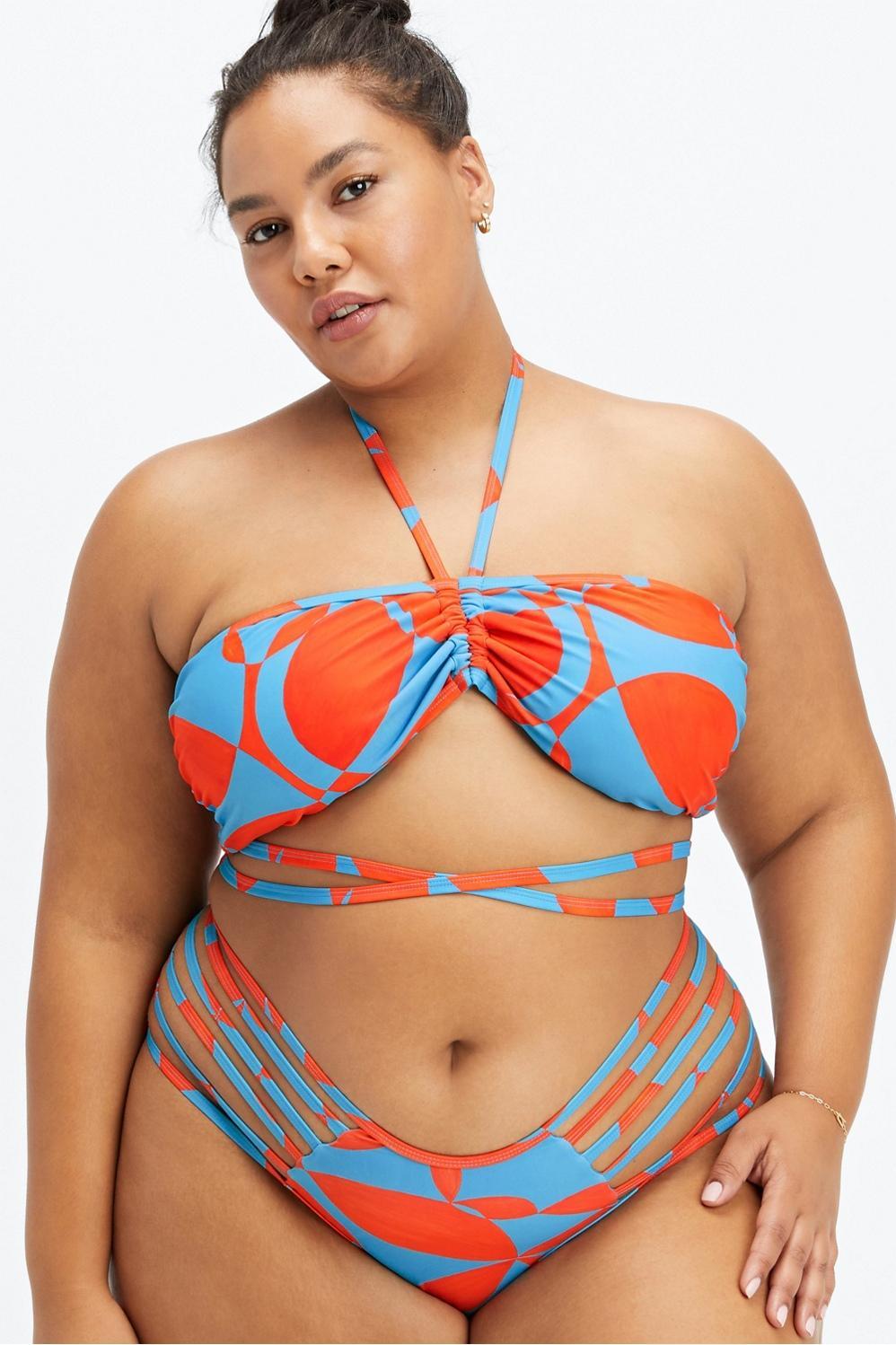 Fabletics Wrap-Around Bikini Top Womens Floral Geo Size XXS Product Image