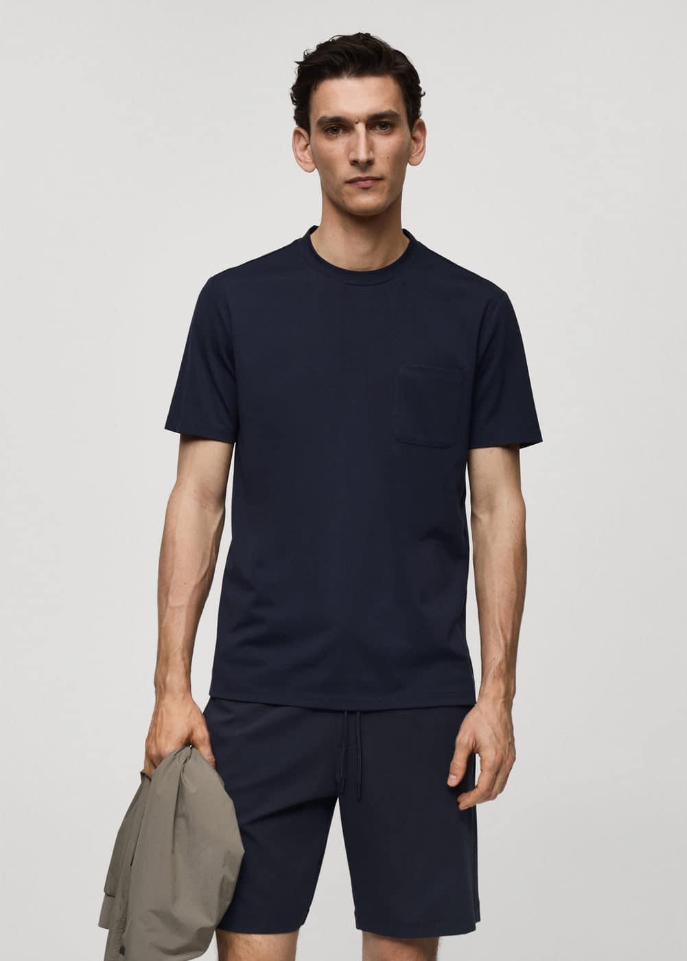 MANGO MAN - Slim fit t-shirt with pocket dark navyMen Product Image