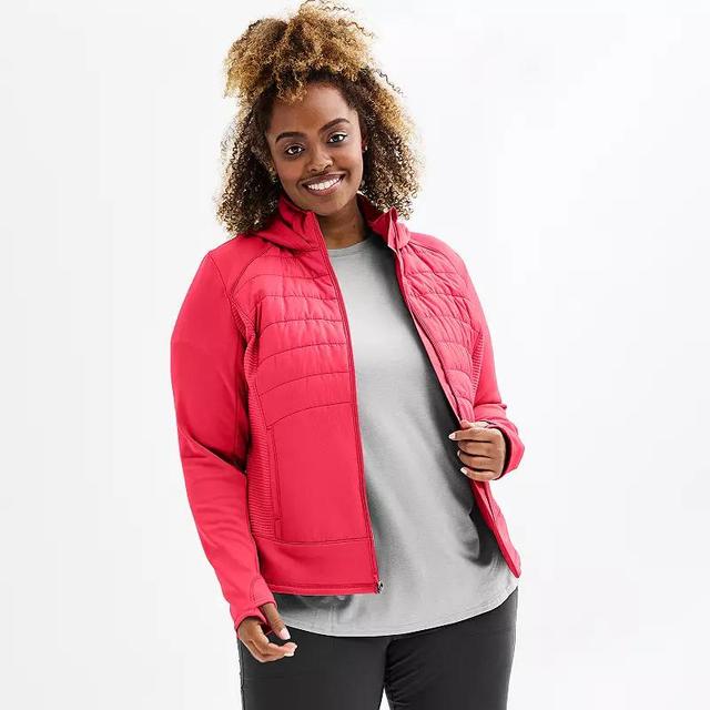 Plus Size Tek Gear Hooded Mixed-Media Jacket, Womens Product Image