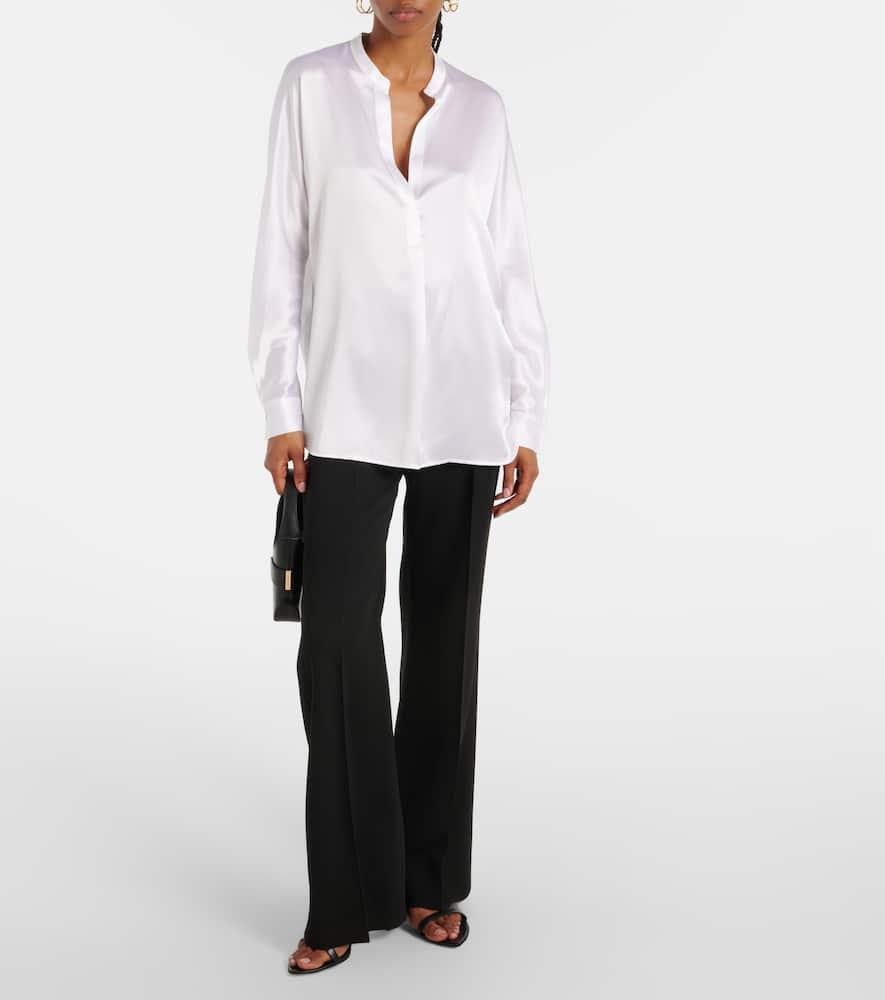 VINCE Silk Satin Blouse In White Product Image