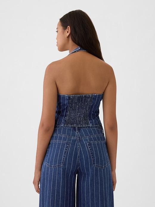 Pinstripe Denim Halter Vest Product Image