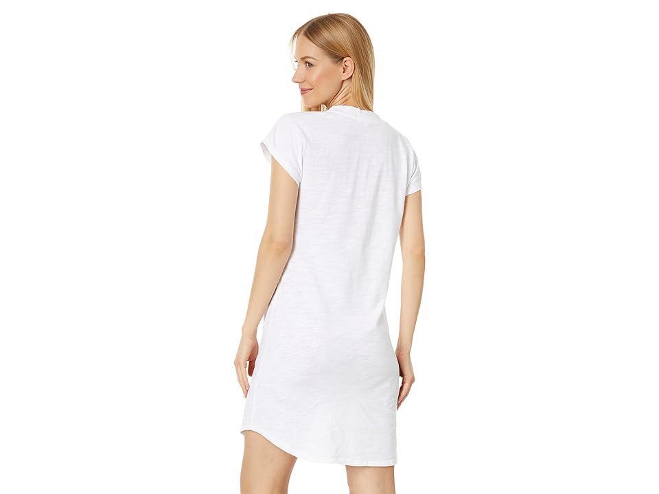 Mod-o-doc Lightweight Slub Jersey Short Dolman Sleeve V-Neck Dress (White) Women's Clothing Product Image