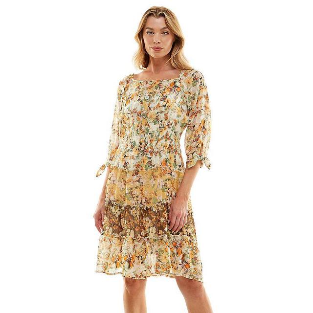 Womens Figueroa & Flower Button-Front Tie-Sleeve Tiered Midi Dress Product Image