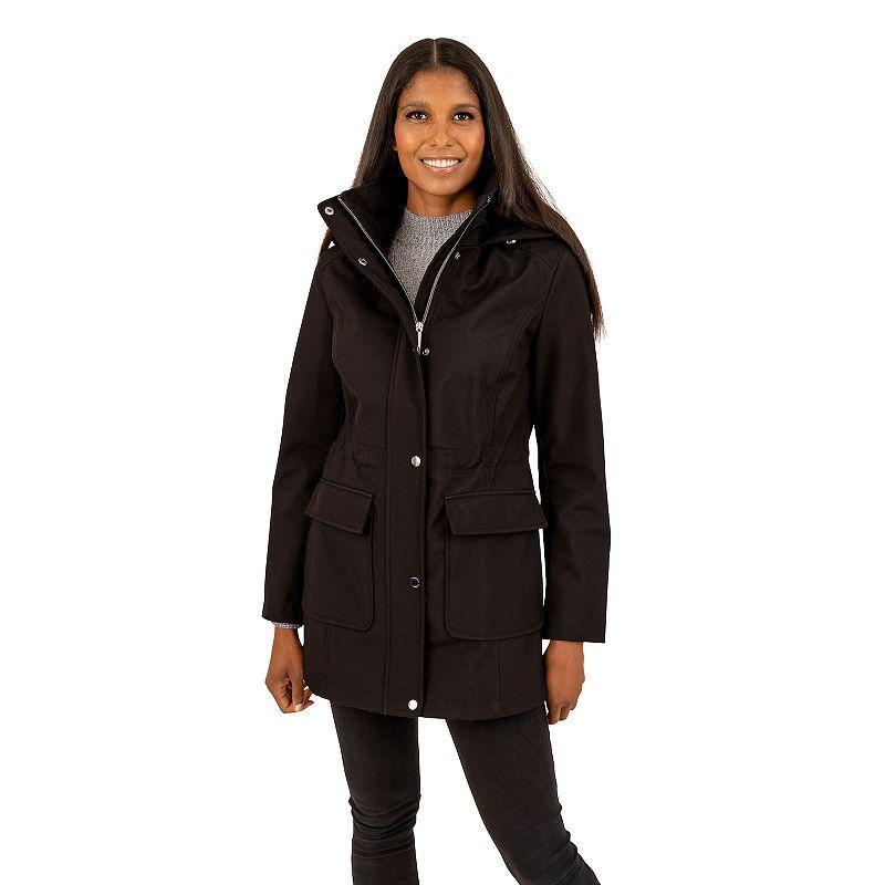 Womens Fleet Street Faux-Fur Hooded A-Line Soft Shell Anorak Parka Jacket Product Image