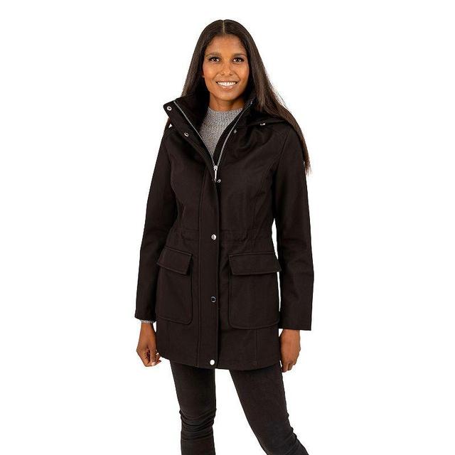 Womens Fleet Street Faux-Fur Hooded A-Line Soft Shell Anorak Parka Jacket Product Image