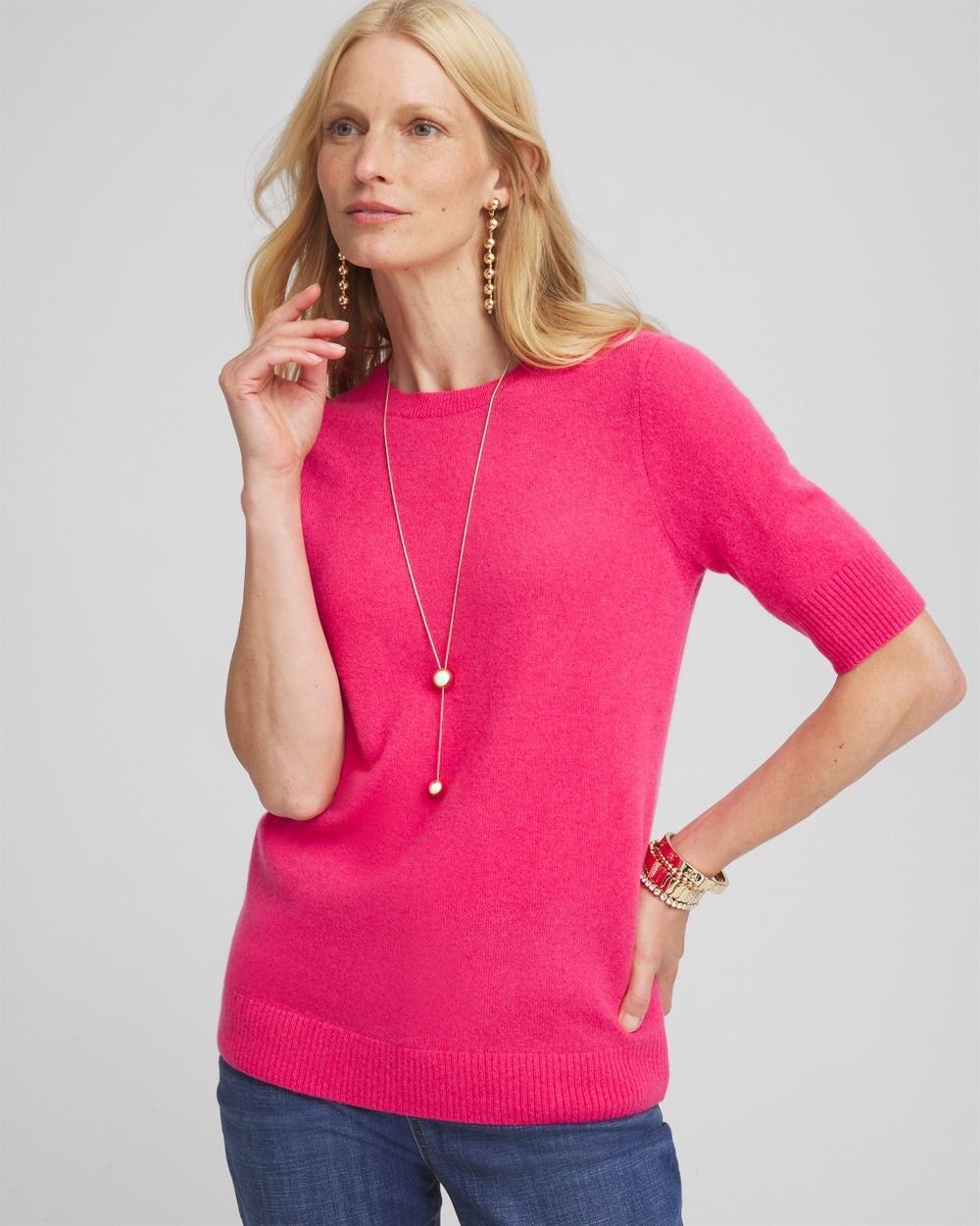 Women's Cashmere Short Sleeve Sweater Product Image