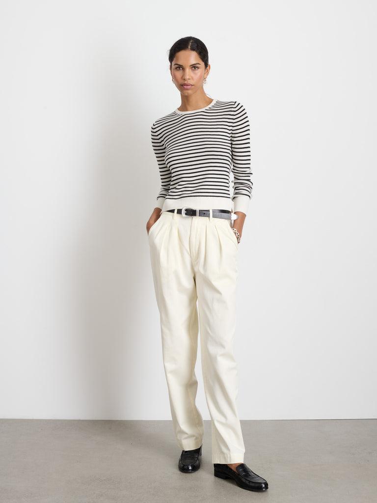 Ava Crewneck Sweater In Stripe Extra Fine Merino product image