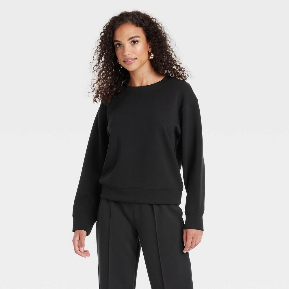 Women's Sandwash Pullover Sweatshirt - A New Day™ Black S Product Image