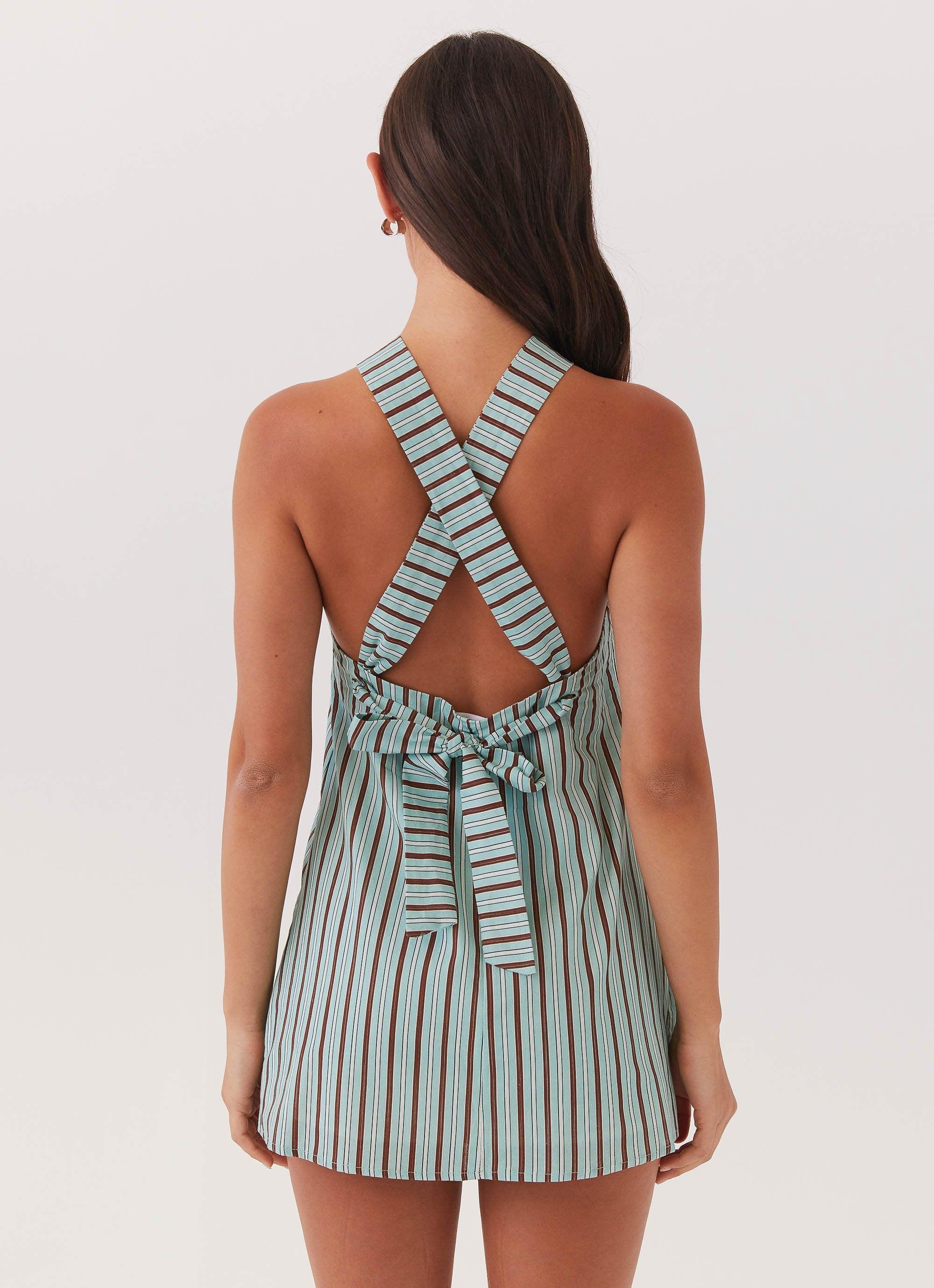 Keira Linen Mini Dress - Coastal Stripe Product Image