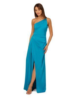 Adrianna by Adrianna Papell Womens One-Shoulder Stretch Satin Gown Product Image