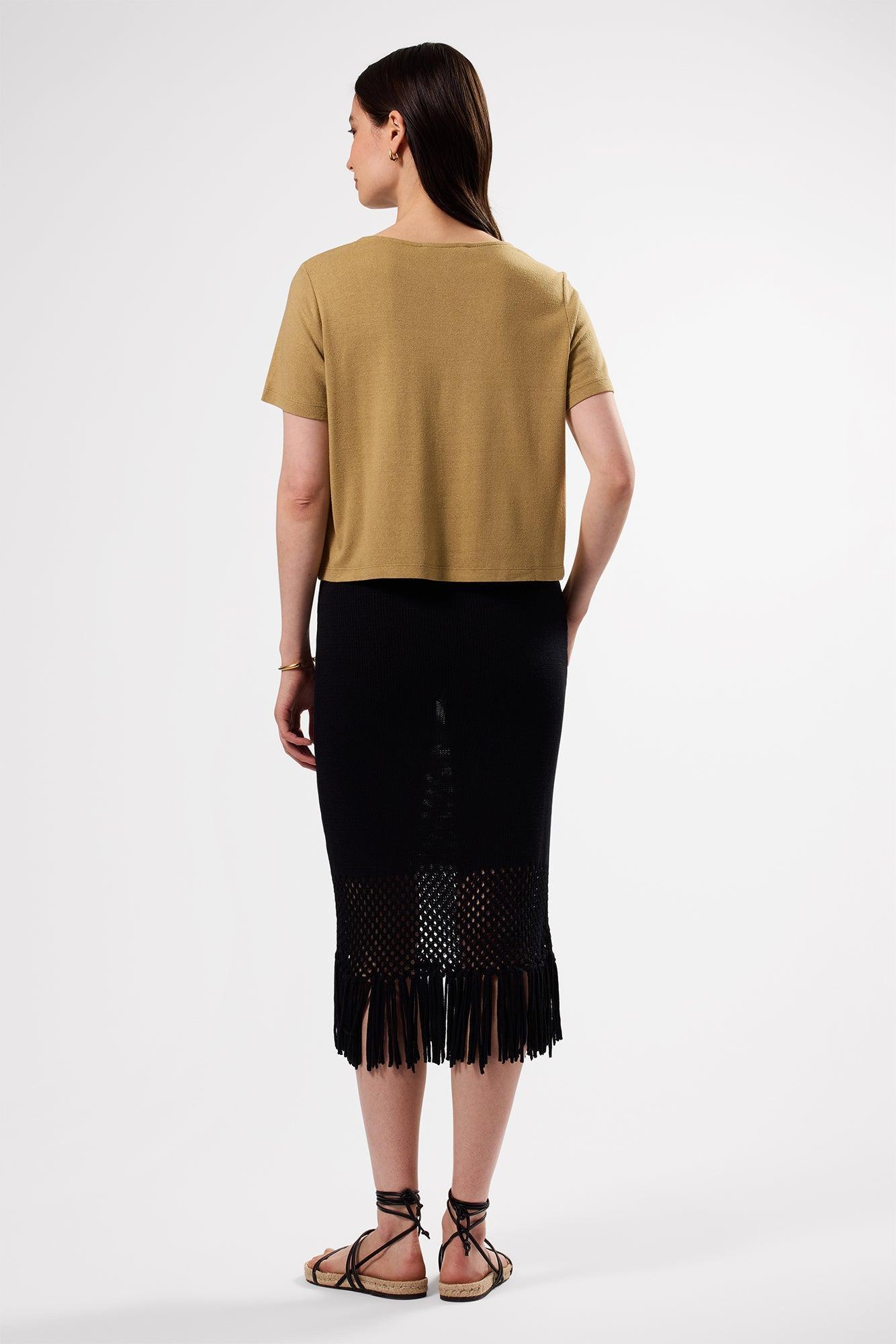 Yvette Silk Knit Tee - Elm Product Image