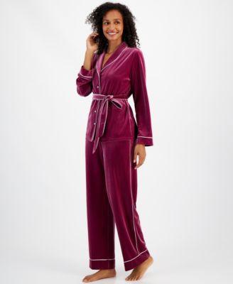 Women's 2-Pc. Velvet Shawl-Collar Pajamas Set, Created for Macy's Product Image