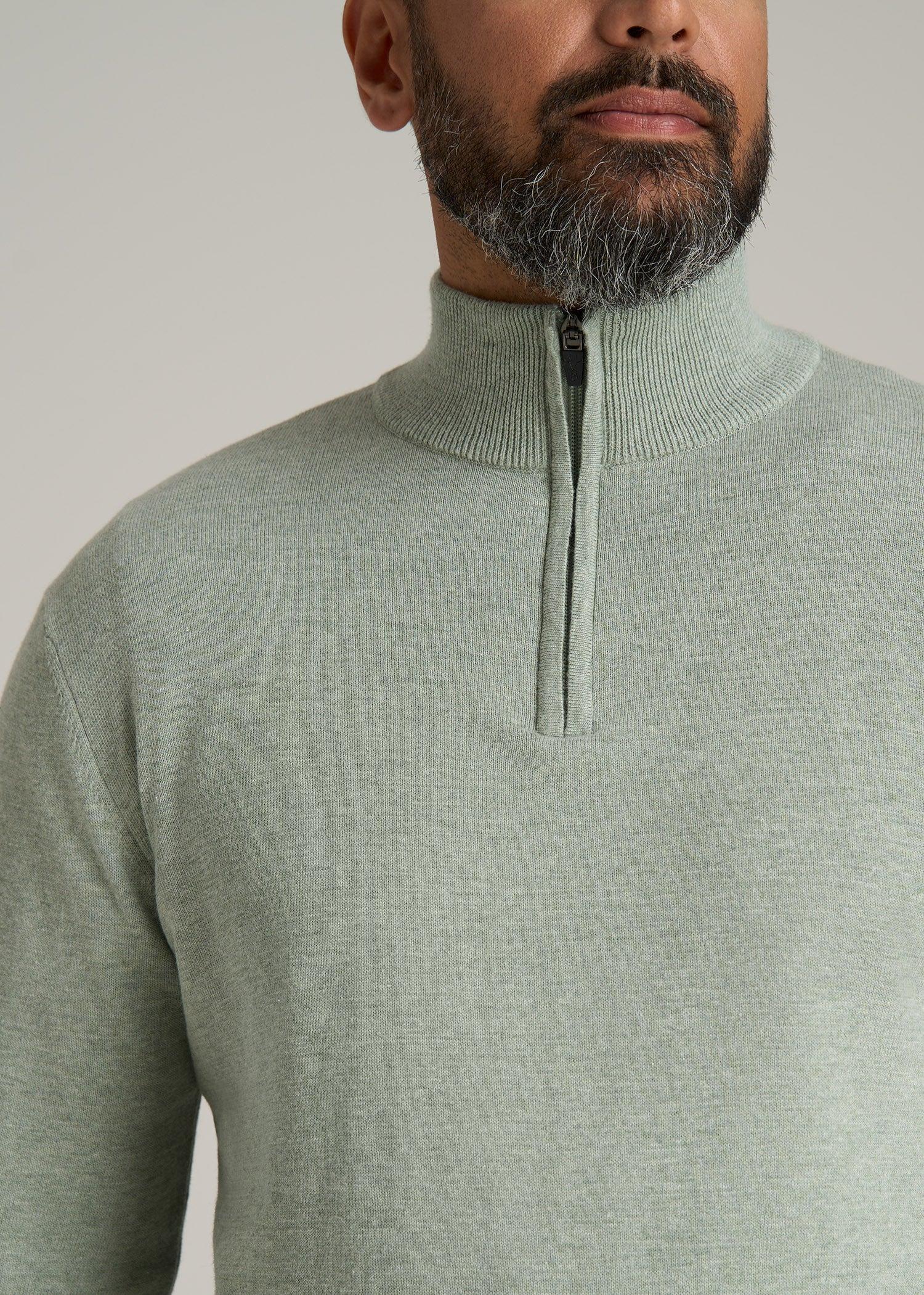 Everyday Quarter-Zip Tall Men's Sweater in Seagrass Product Image