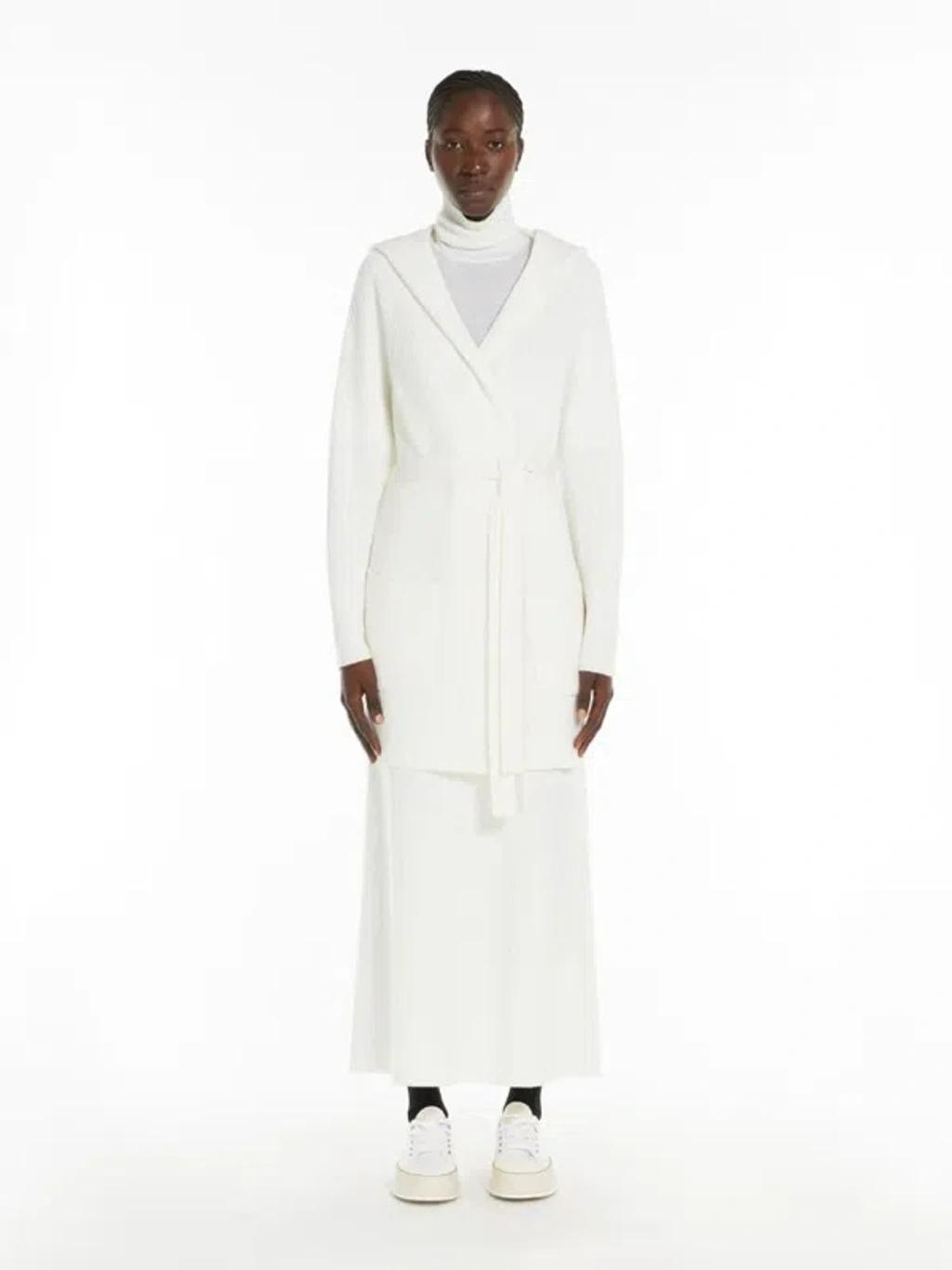 MAX MARA Women's Finezza Knitted Coat-jacket White | Size Medium | 2426316028600001 Product Image