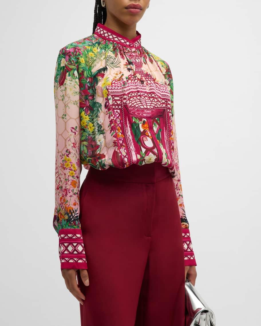 Lana Garden-Print Silk Blouse Product Image