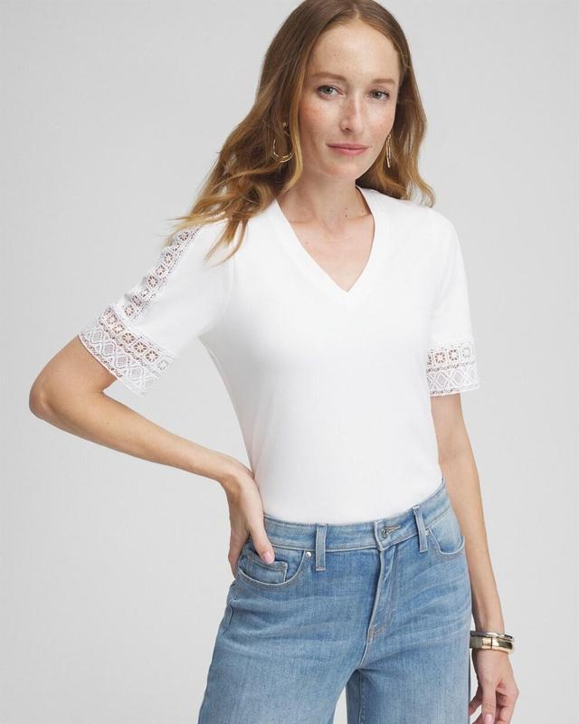 Women's Trim Detail V-Neck Neck Tee Product Image