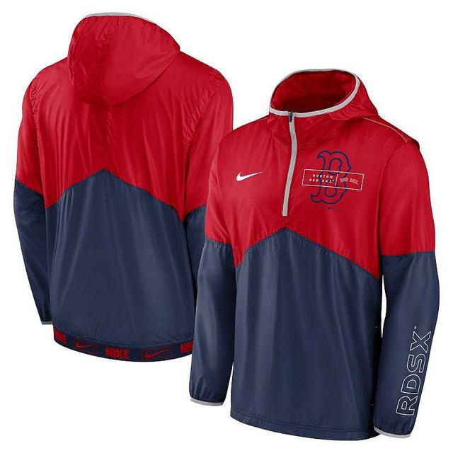 Mens Nike Red and Navy Boston Red Sox Overview Half-Zip Hoodie Jacket - Red Product Image