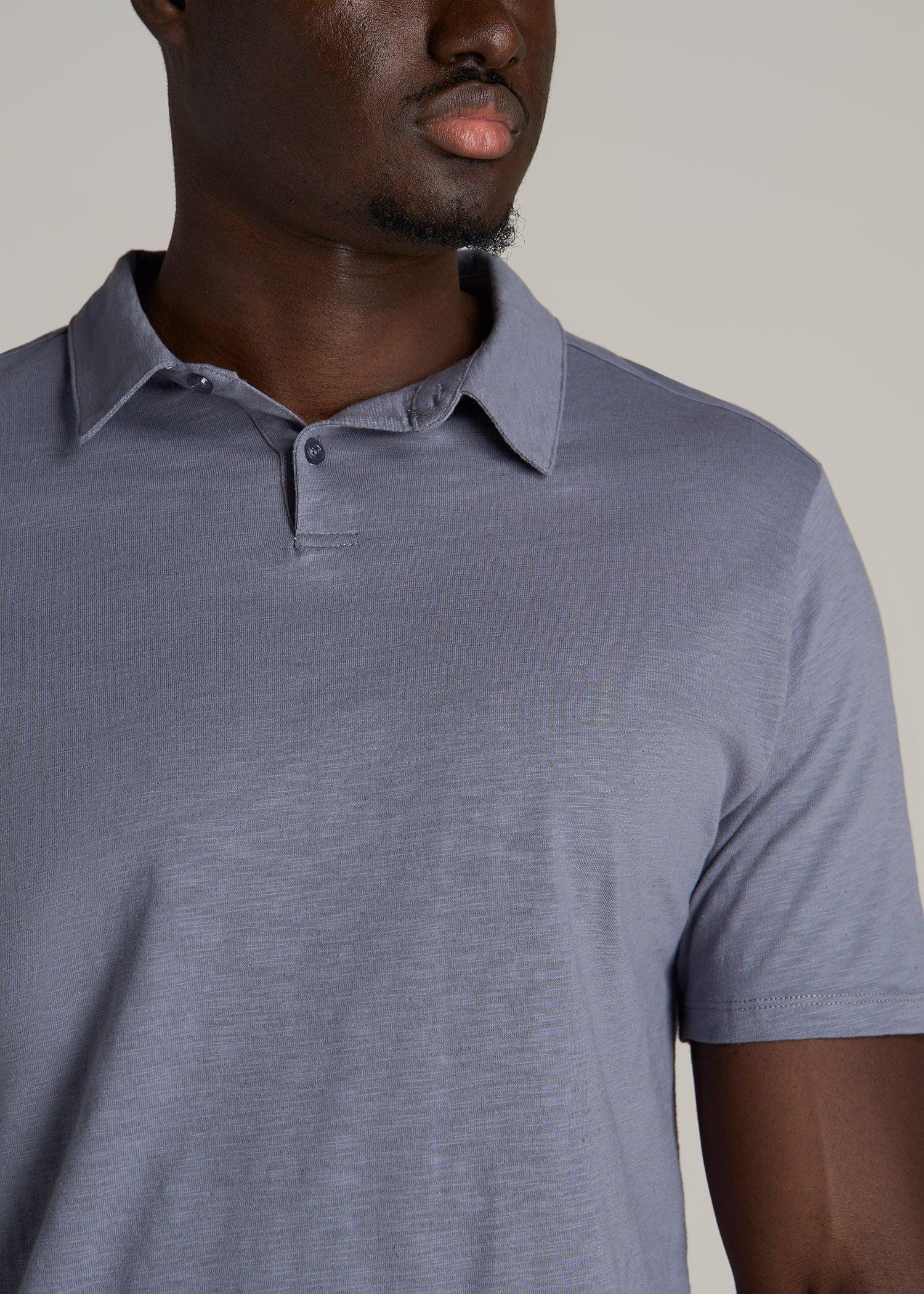 Slub Self Collar Tall Polo Shirt in Skyline Grey Product Image