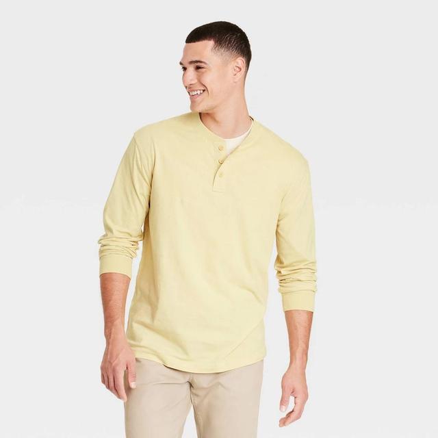 Mens Long Sleeve Henley T-Shirt - Goodfellow & Co Yellow L Product Image