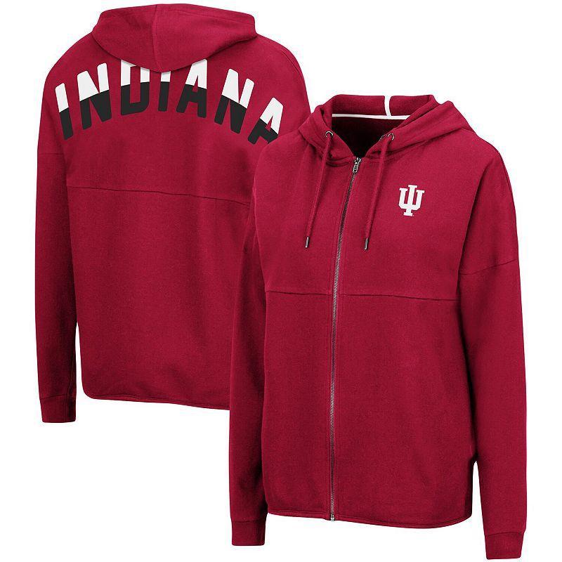 Womens Colosseum Crimson Indiana Hoosiers 2-Hit Full-Zip Hoodie Product Image