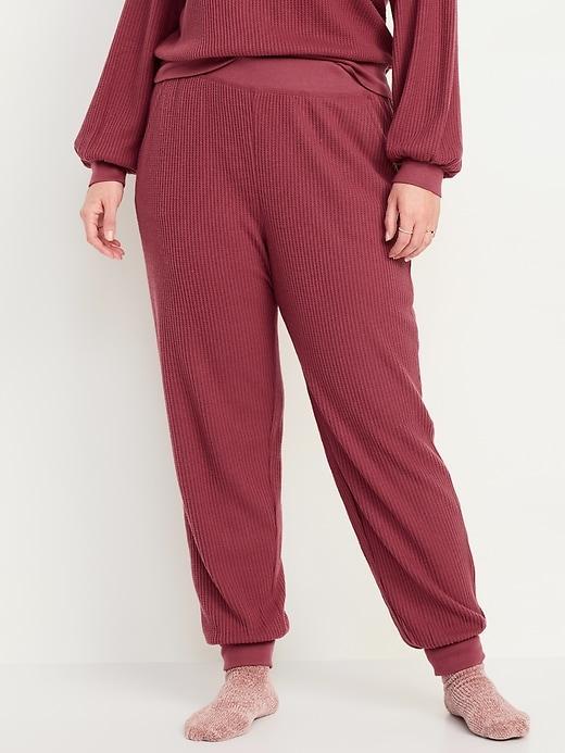 High-Waisted Waffle Lounge Joggers Product Image