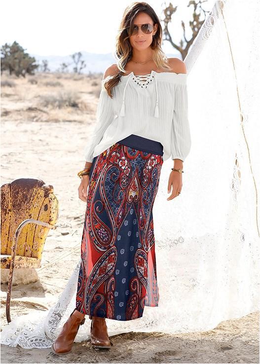 Batik Printed Maxi Skirt Product Image