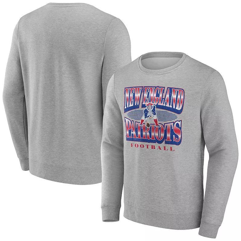 Mens Fanatics Heather Gray New England Patriots Chance Throwback Fleece Pullover Sweatshirt Product Image