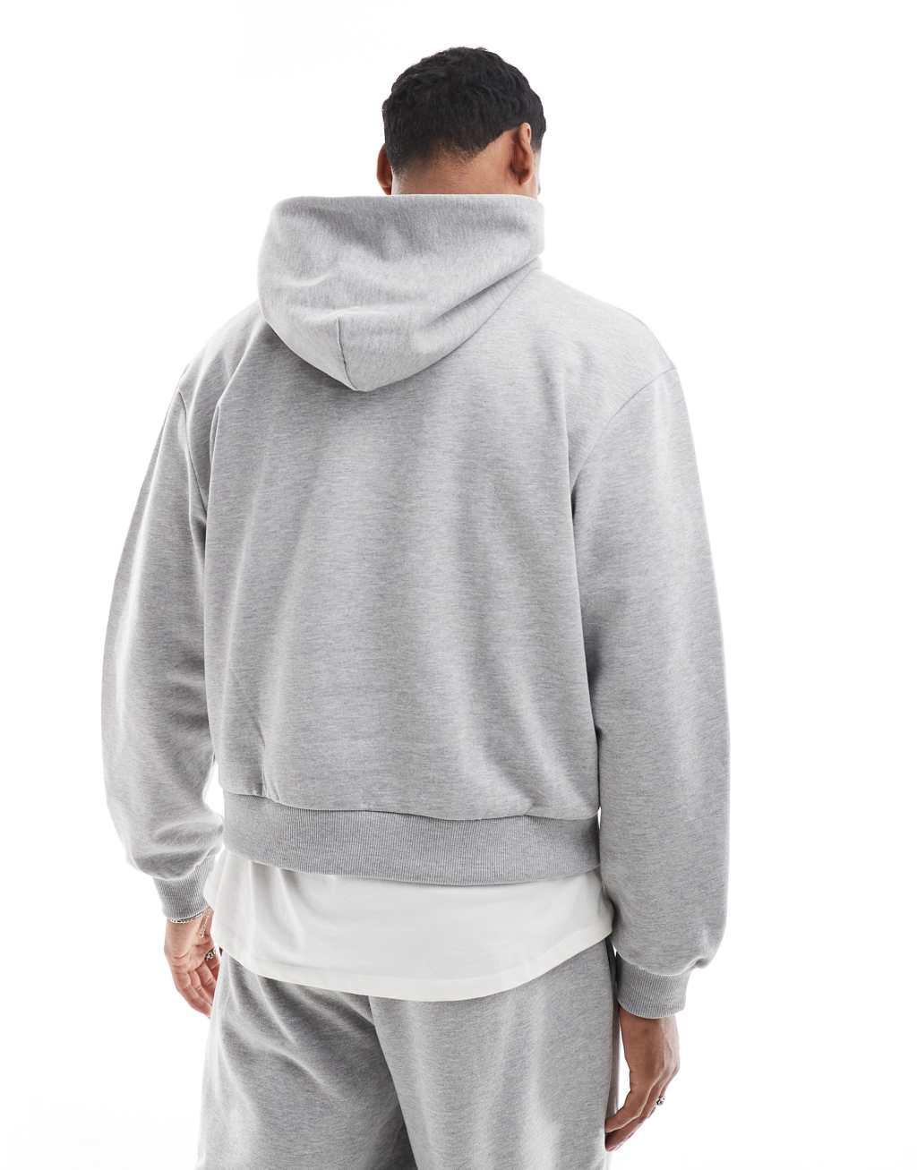 ASOS DESIGN premium 400gsm heavyweight boxy oversized hoodie in washed gray Product Image