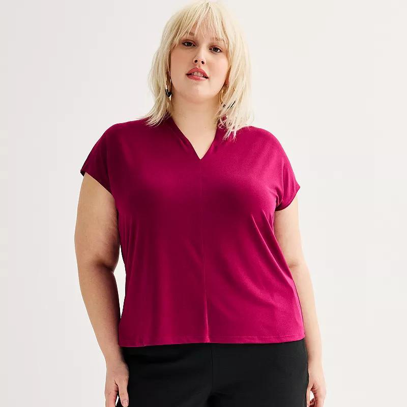 Plus Size Nine West Dolman V-Neck Top, Womens Product Image