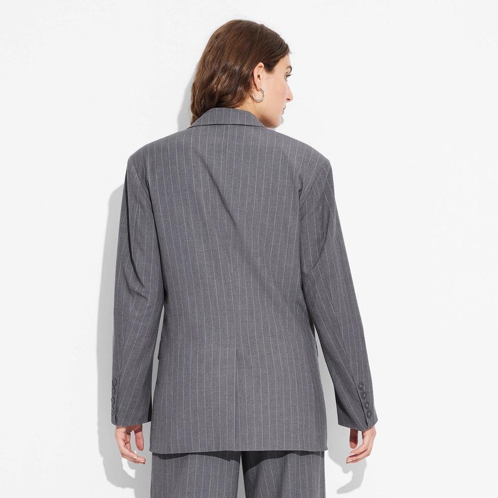 Women's Oversized Blazer - Wild Fable™ Gray Pinstripe S Product Image