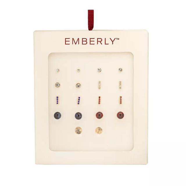 Emberly Gold Tone Holiday Colors Stud Earrings 9 Pack Set, Womens, Multi Product Image