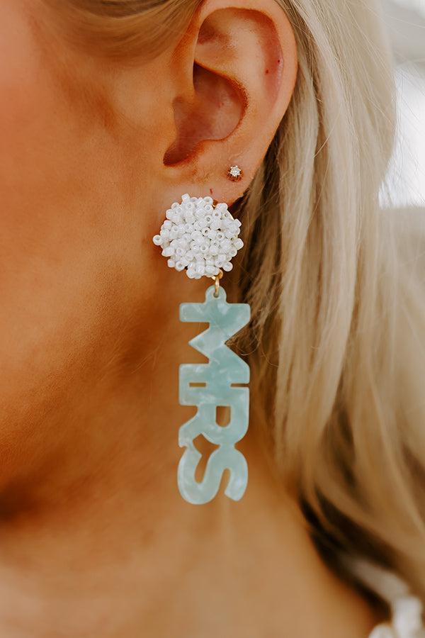 I Am The Mrs. Earrings In Ocean Wave Product Image