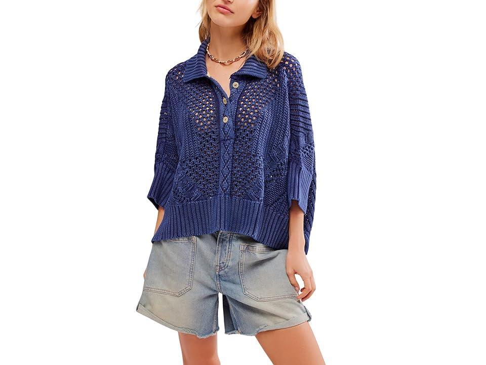 Free People To The Point Polo (Midnight Rain) Women's Sweater Product Image